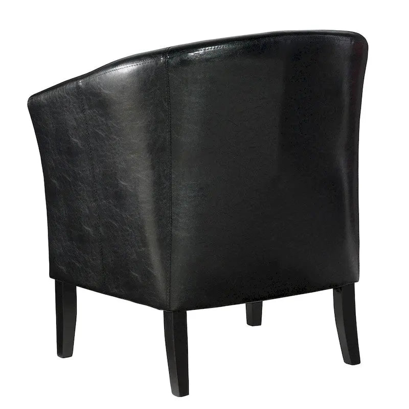 Fauteuil club tonneau en tissu noir de jais