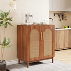 Lot de 2 buffets en rotin, buffet de 150 cm avec portes, meuble d'appoint