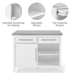 Îlot de cuisine avec plateau en acier inoxydable - 28P x 46L x 36,5H