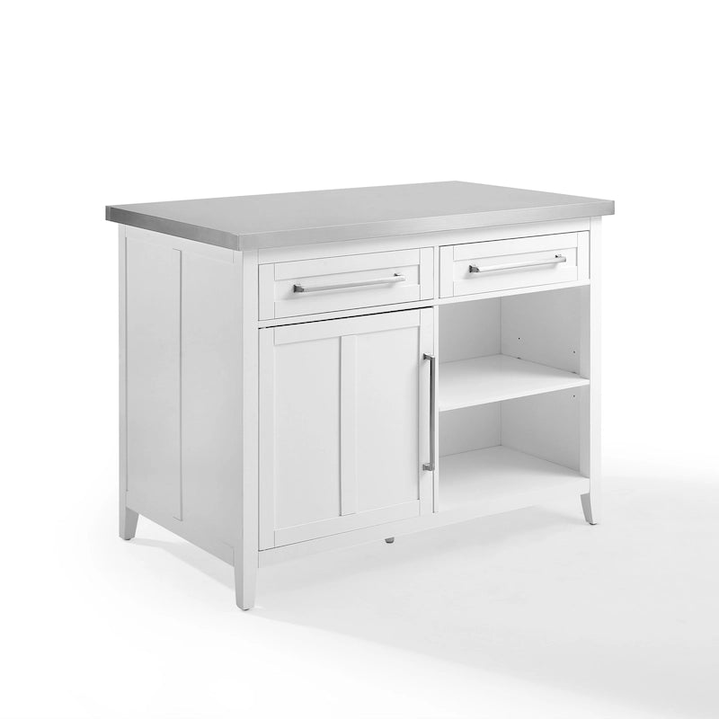 Îlot de cuisine avec plateau en acier inoxydable - 28P x 46L x 36,5H