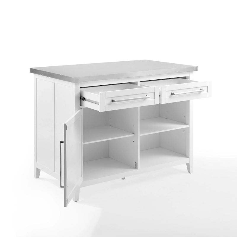 Îlot de cuisine avec plateau en acier inoxydable - 28P x 46L x 36,5H