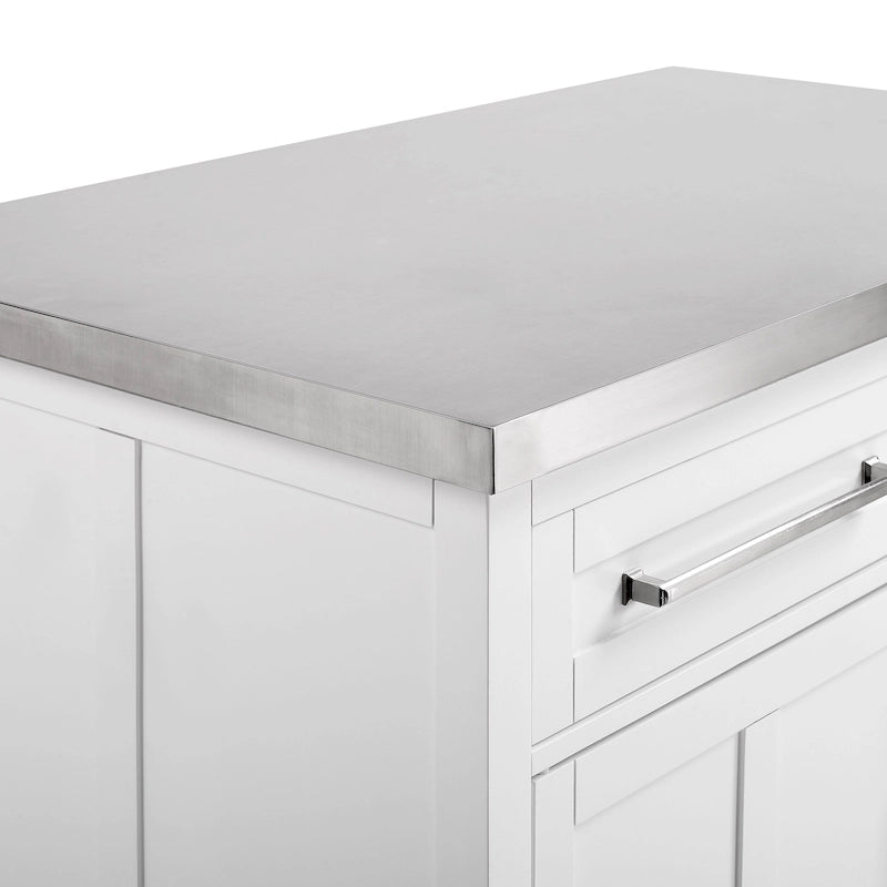 Îlot de cuisine avec plateau en acier inoxydable - 28P x 46L x 36,5H
