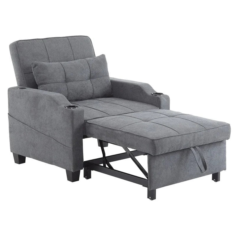 Fauteuil Convertible, Canapé-Lit Convertible 3 en 1, Inclinable Réglable, Fauteuil, Canapé, Lit, Lin