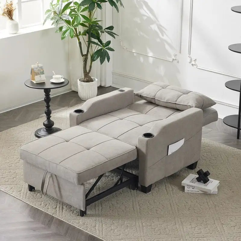 Fauteuil Convertible, Canapé-Lit Convertible 3 en 1, Inclinable Réglable, Fauteuil, Canapé, Lit, Lin