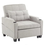 Fauteuil Convertible, Canapé-Lit Convertible 3 en 1, Inclinable Réglable, Fauteuil, Canapé, Lit, Lin