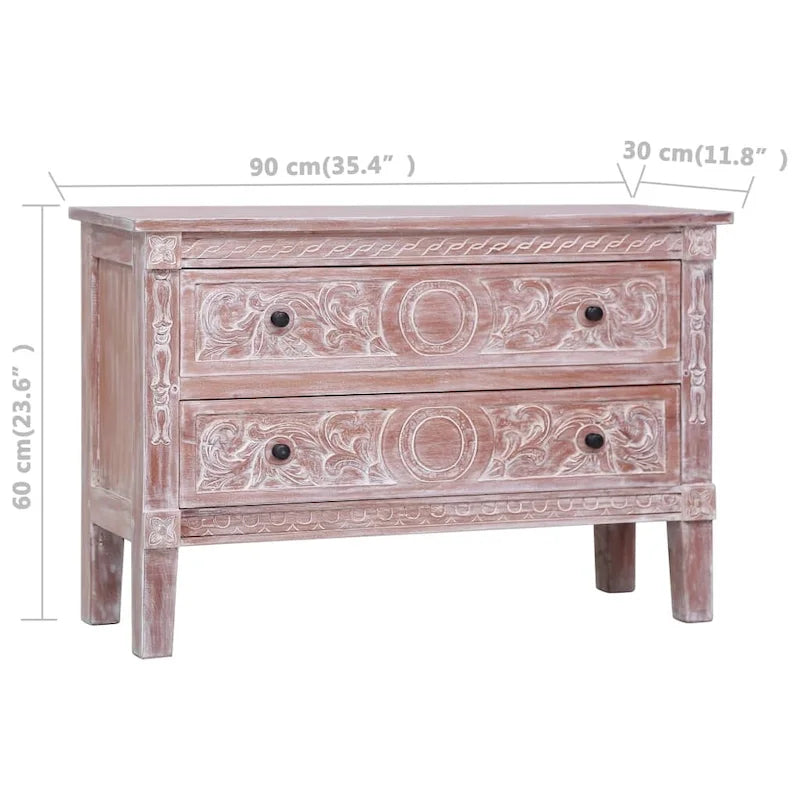 Buffet avec 2 Tiroirs, Bois d'Acajou Massif - 35,4x11,8x23,6