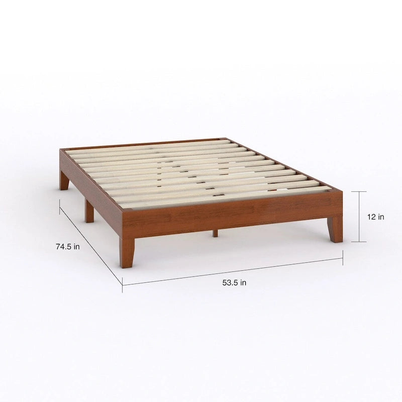 Lit plateforme pleine grandeur de luxe en bois de 12 pouces