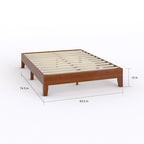Lit plateforme pleine grandeur de luxe en bois de 12 pouces