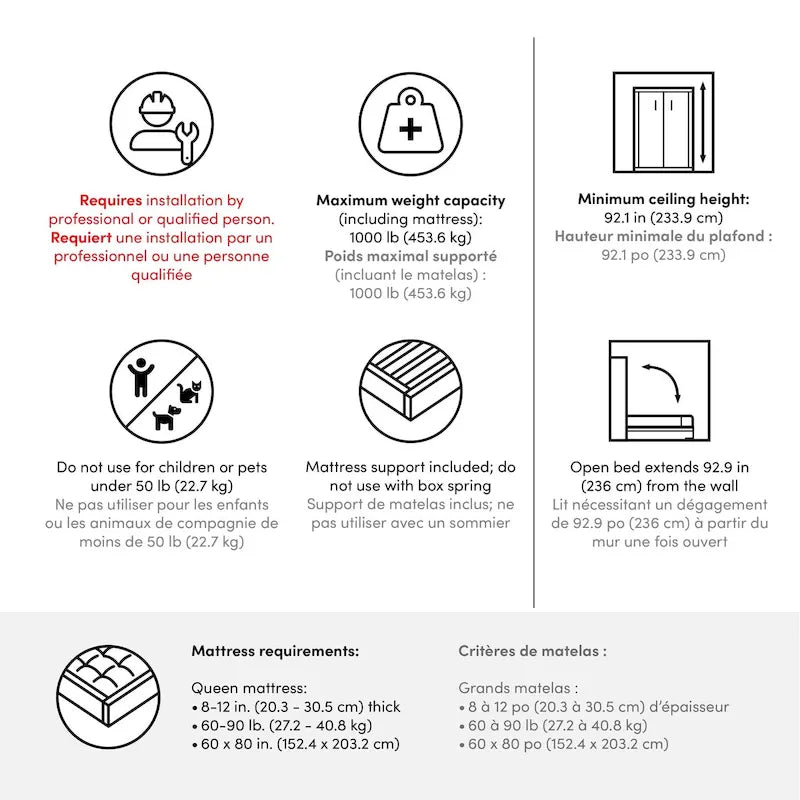 Lit escamotable Queen 69 po pour salon ou chambre d'amis