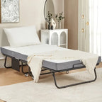 Lit pliant avec matelas en mousse à mémoire de forme - Lit d'appoint pliable portable pour adultes avec matelas en mousse à mémoire de forme de 12,7 cm