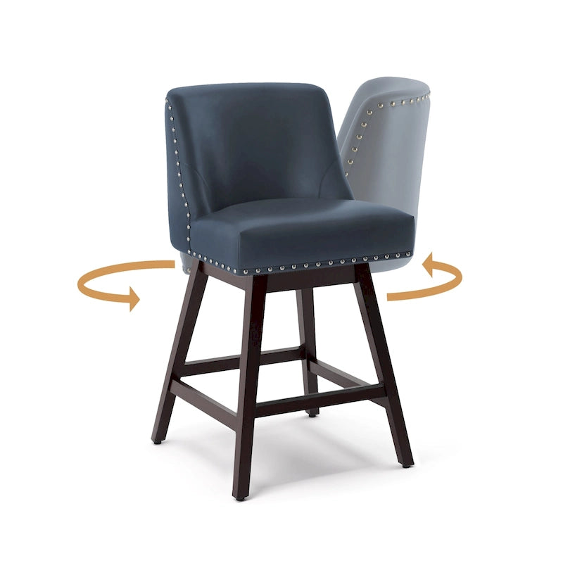 Tabourets de bar de 66 cm de haut, tabourets de bar pivotants à cadre en bois rembourré avec siège en tissu, lot de 3