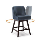 Tabourets de bar de 66 cm de haut, tabourets de bar pivotants à cadre en bois rembourré avec siège en tissu, lot de 3