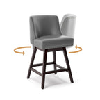 Tabourets de bar de 66 cm de haut, tabourets de bar pivotants à cadre en bois rembourré avec siège en tissu, lot de 3