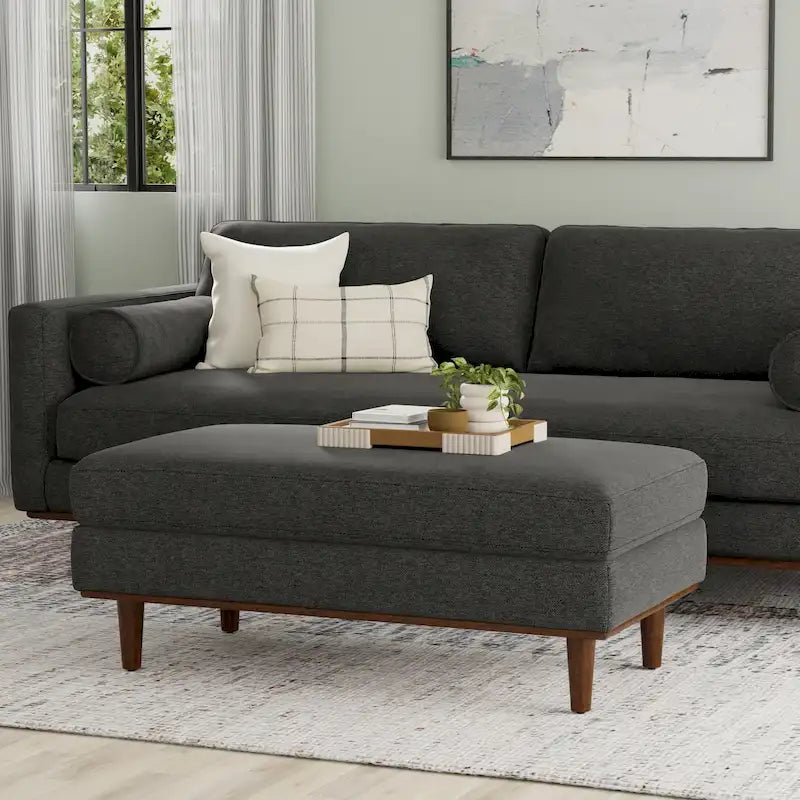 Grand repose-pieds rectangulaire de style moderne du milieu du siècle, 124 cm de large