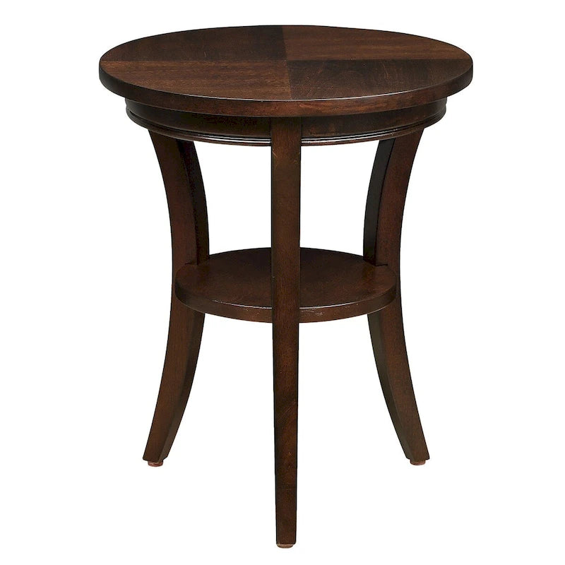Table d'appoint ronde en bois avec étagère ouverte