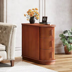 Table d'appoint semi-ovale en bois massif à 3 tiroirs pour salon