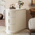 Table d'appoint semi-ovale en bois massif à 3 tiroirs pour salon