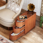 Table d'appoint semi-ovale en bois massif à 3 tiroirs pour salon