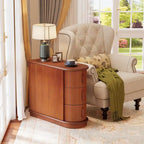 Table d'appoint semi-ovale en bois massif à 3 tiroirs pour salon