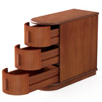 Table d'appoint semi-ovale en bois massif à 3 tiroirs pour salon