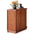 Table d'appoint semi-ovale en bois massif à 3 tiroirs pour salon