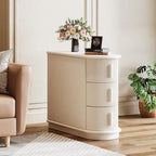 Table d'appoint semi-ovale en bois massif à 3 tiroirs pour salon