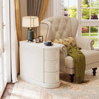 Table d'appoint semi-ovale en bois massif à 3 tiroirs pour salon