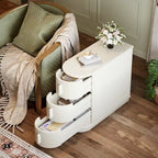 Table d'appoint semi-ovale en bois massif à 3 tiroirs pour salon