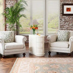 Table d'appoint semi-ovale en bois massif à 3 tiroirs pour salon