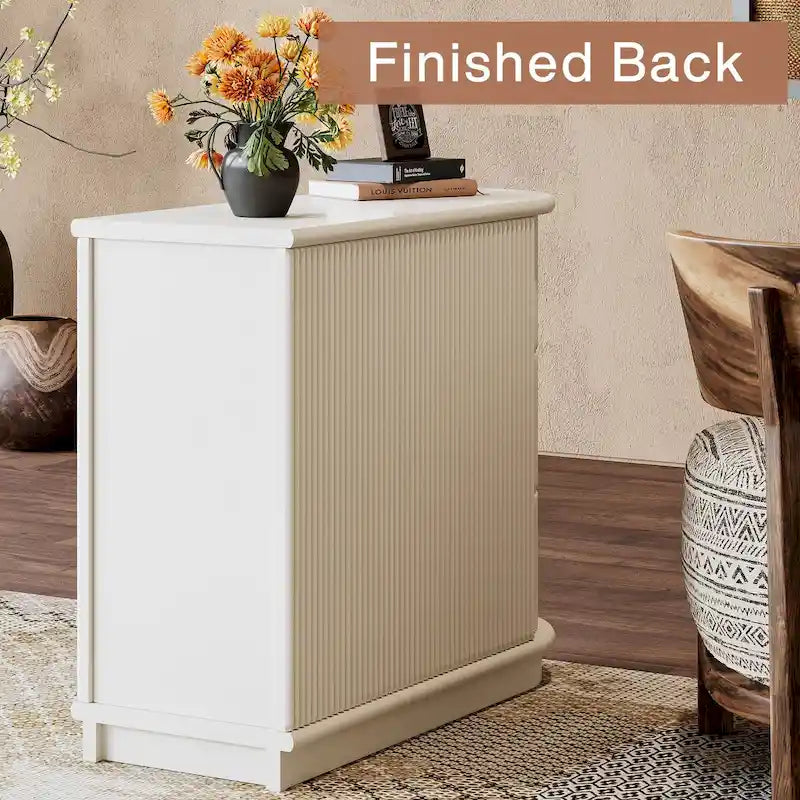 Table d'appoint semi-ovale en bois massif à 3 tiroirs pour salon