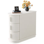 Table d'appoint semi-ovale en bois massif à 3 tiroirs pour salon