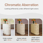 Table d'appoint semi-ovale en bois massif à 3 tiroirs pour salon