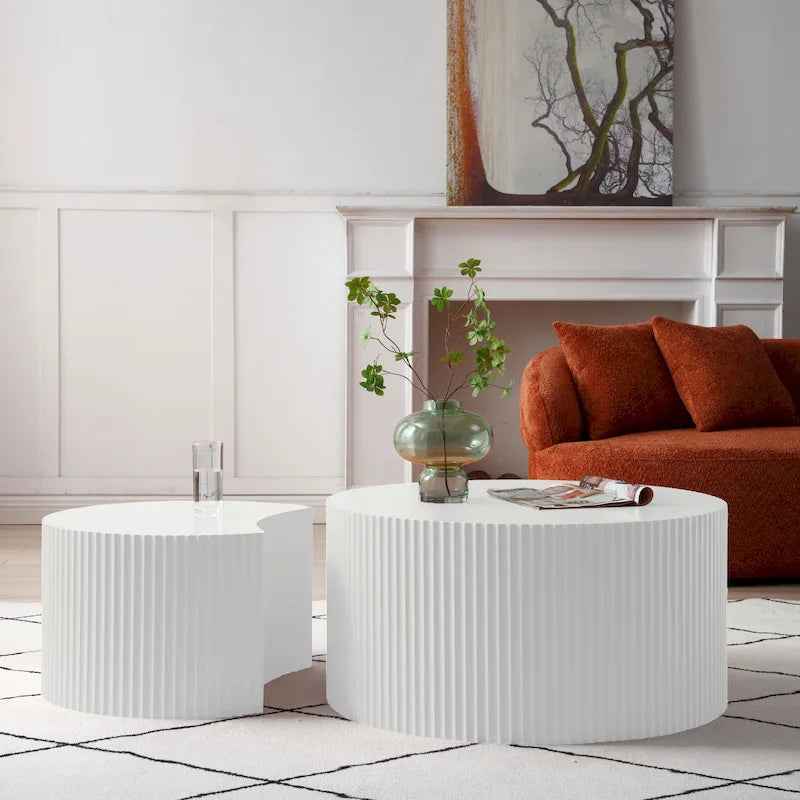 Tables basses gigognes rondes Modern Glam pour le salon (Lot de 2) Non assemblées