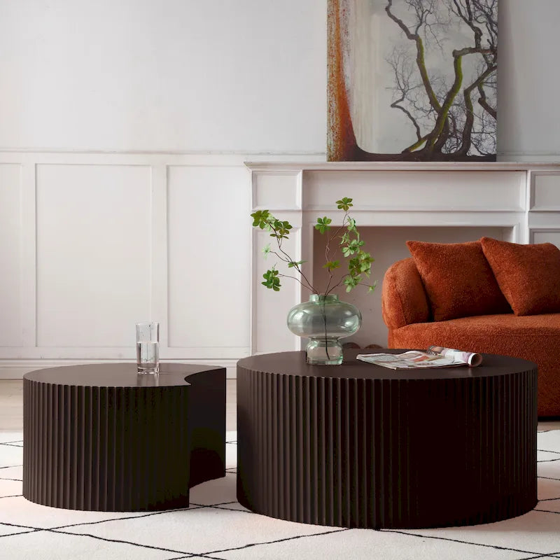 Tables basses gigognes rondes Modern Glam pour le salon (Lot de 2) Non assemblées