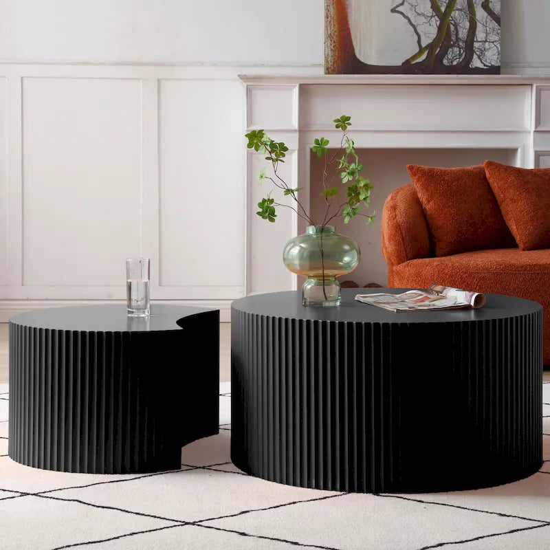 Tables basses gigognes rondes Modern Glam pour le salon (Lot de 2) Non assemblées