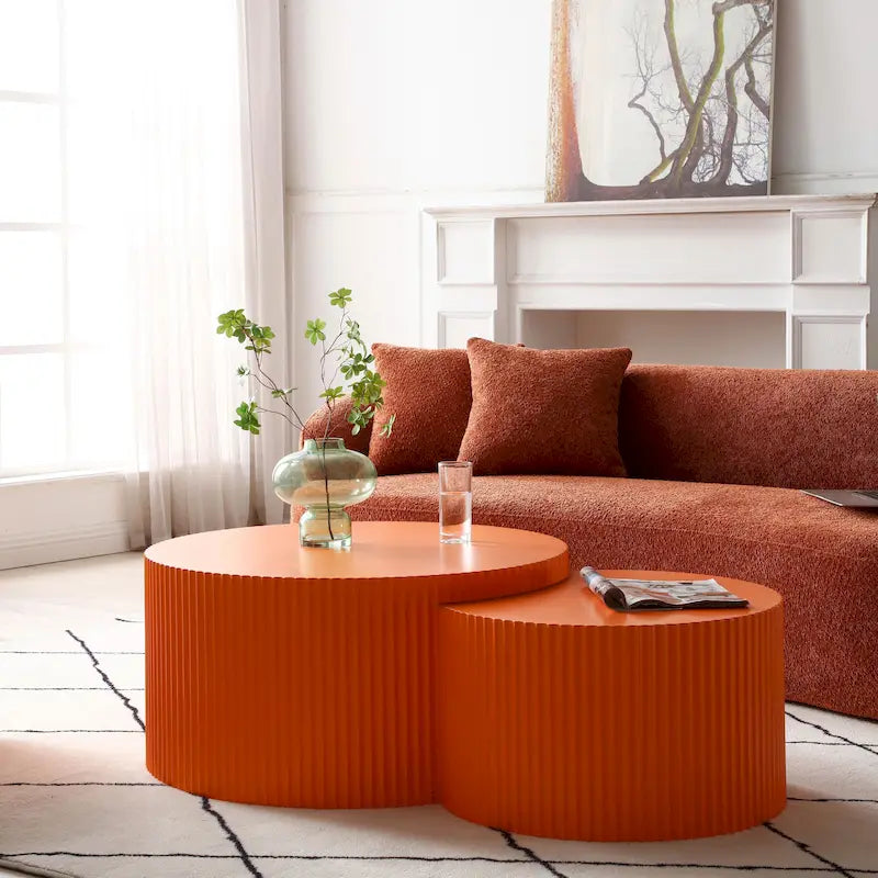 Tables basses gigognes rondes Modern Glam pour le salon (Lot de 2) Non assemblées