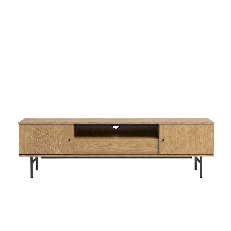 Meuble TV en chêne effet, 179 cm, meuble console média