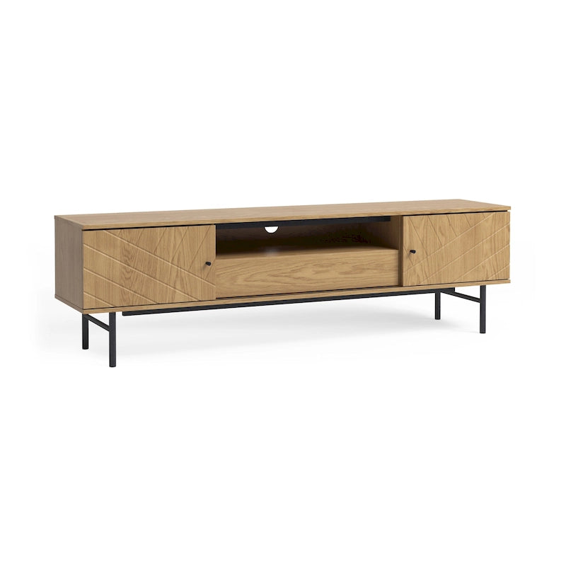 Meuble TV en chêne effet, 179 cm, meuble console média