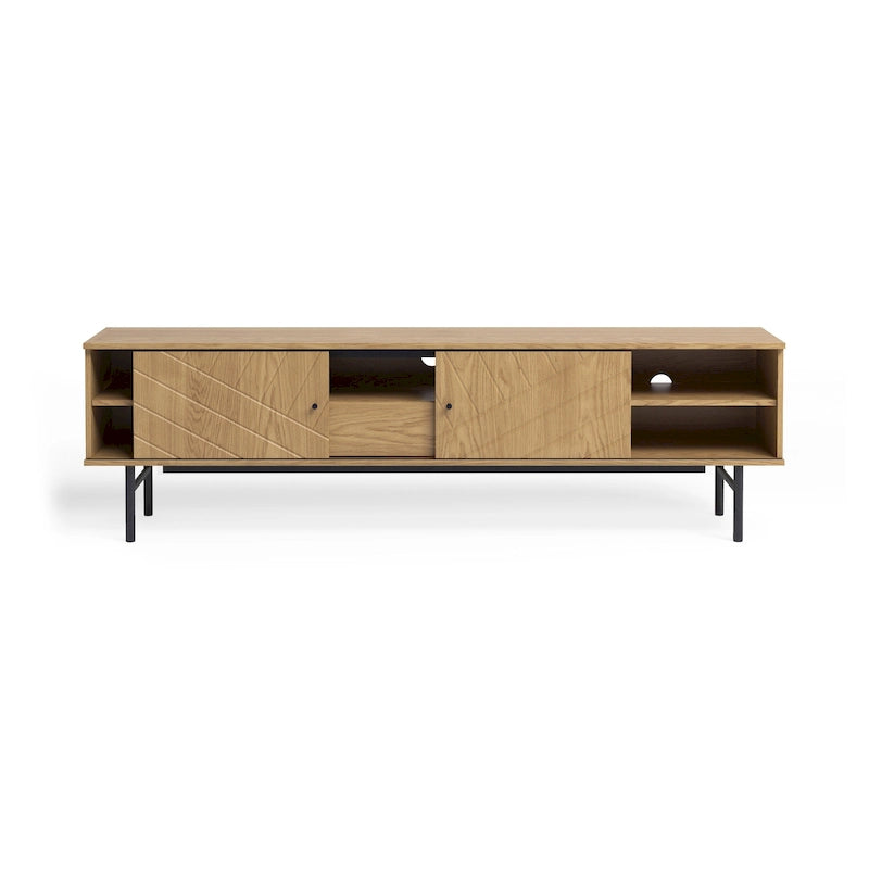Meuble TV en chêne effet, 179 cm, meuble console média