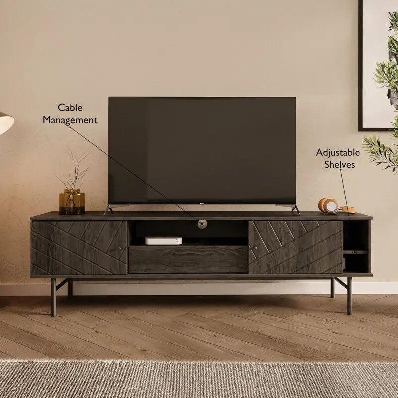 Meuble TV en chêne effet, 179 cm, meuble console média