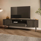 Meuble TV en chêne effet, 179 cm, meuble console média
