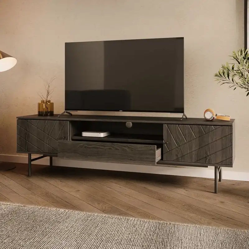 Meuble TV en chêne effet, 179 cm, meuble console média