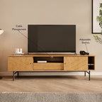 Meuble TV en chêne effet, 179 cm, meuble console média