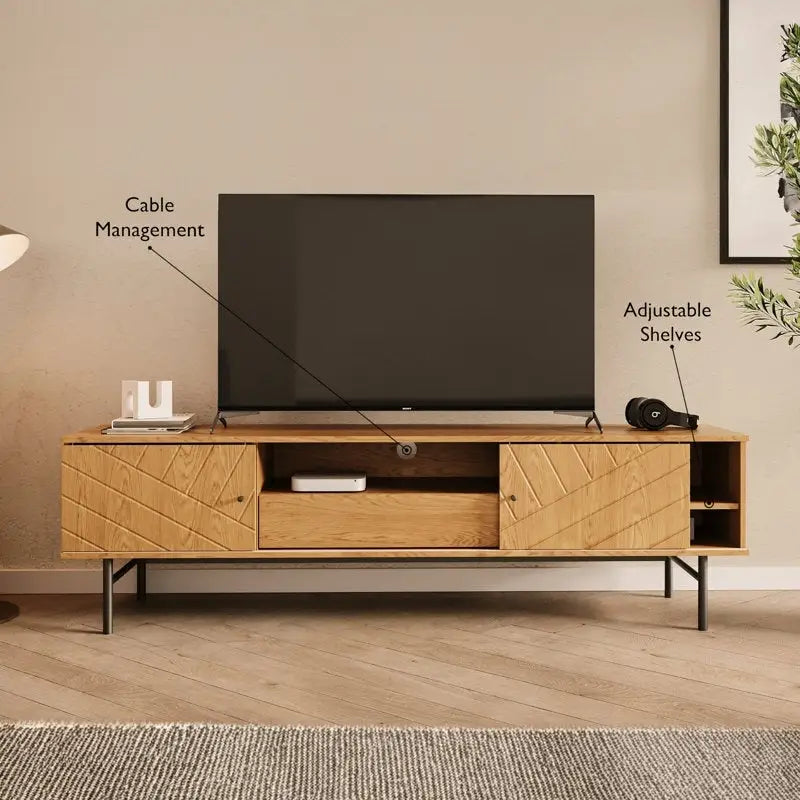Meuble TV en chêne effet, 179 cm, meuble console média
