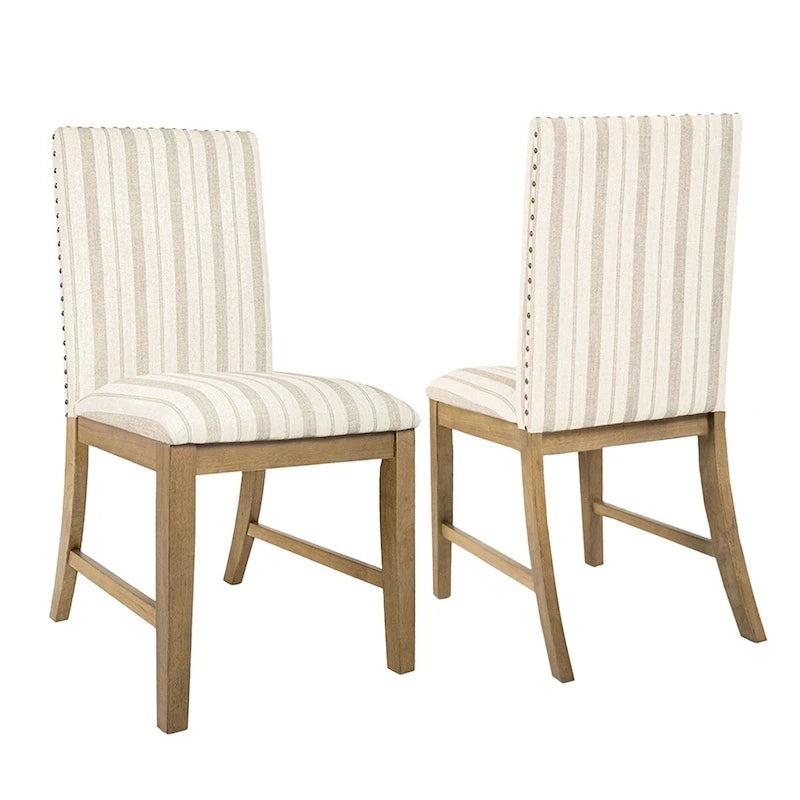 Chaise de salle à manger en bois rembourrée avec tablier - Lot de 2