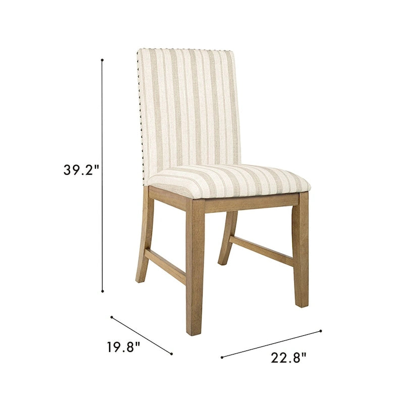 Chaise de salle à manger en bois rembourrée avec tablier - Lot de 2