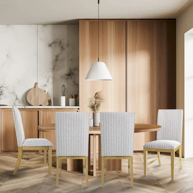 Chaise de salle à manger en bois rembourrée avec tablier - Lot de 2