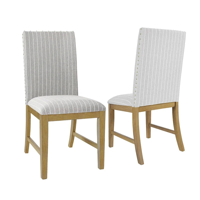 Chaise de salle à manger en bois rembourrée avec tablier - Lot de 2