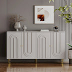 Buffet bahut de rangement d'appoint en bois, laqué gris/bleu, 4 portes, moderne, 152 cm