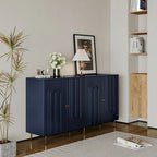 Buffet bahut de rangement d'appoint en bois, laqué gris/bleu, 4 portes, moderne, 152 cm